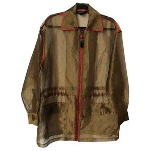 Vintage Andrea Jovine Sheer Full Zip Tassel Shirt Jacket